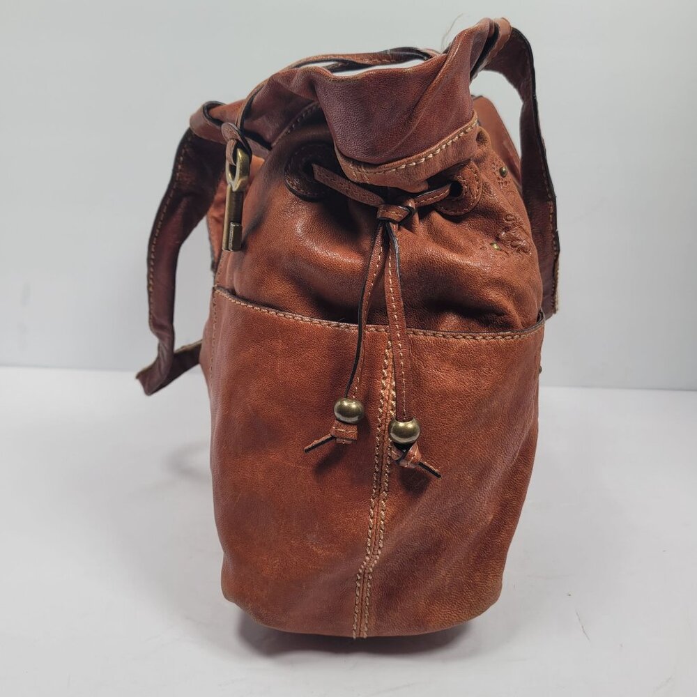 VTG Fossil Women's Brown Leather Floral Embossed Shoulder Bag - Picture 3 of 12